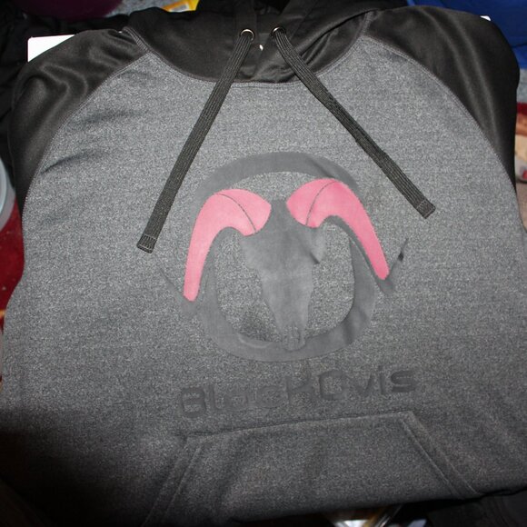 Black Ovis Pull Over Hoodie Charcoal/Black - Size L - Picture 3 of 8